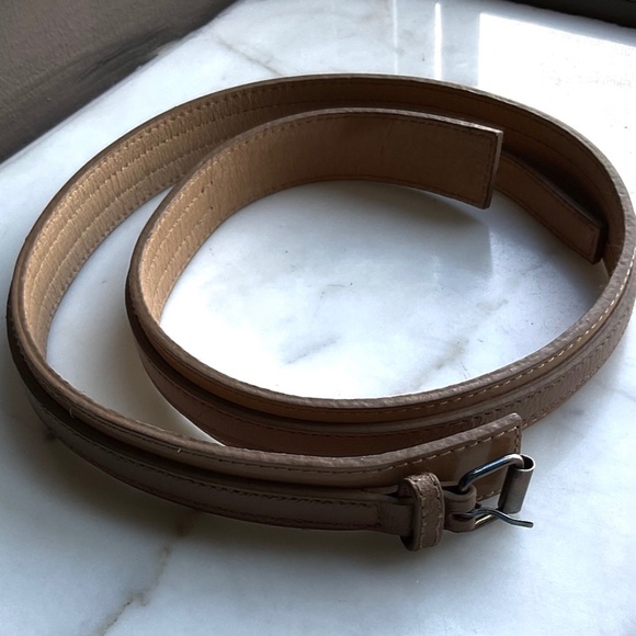 Taupe Patent Leather Dress Belt 80cm/31.5in x 1in wide custom VINTAGE